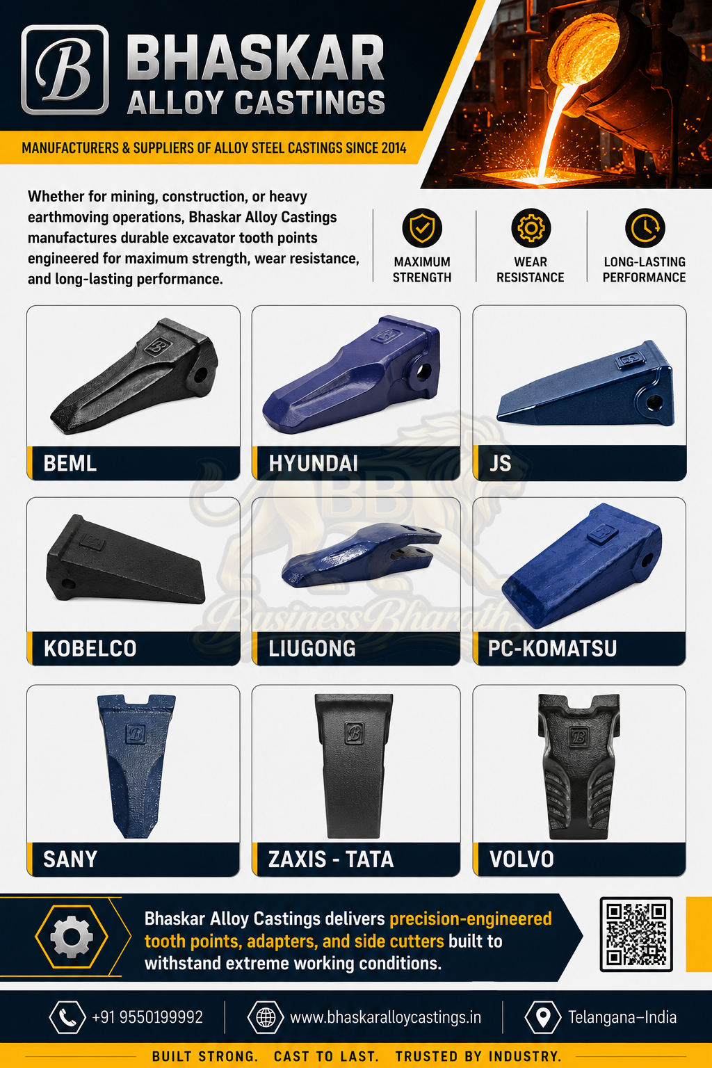 Bhaskar Alloy Castings | Excavator Bucket Tooth Point Manufacturer